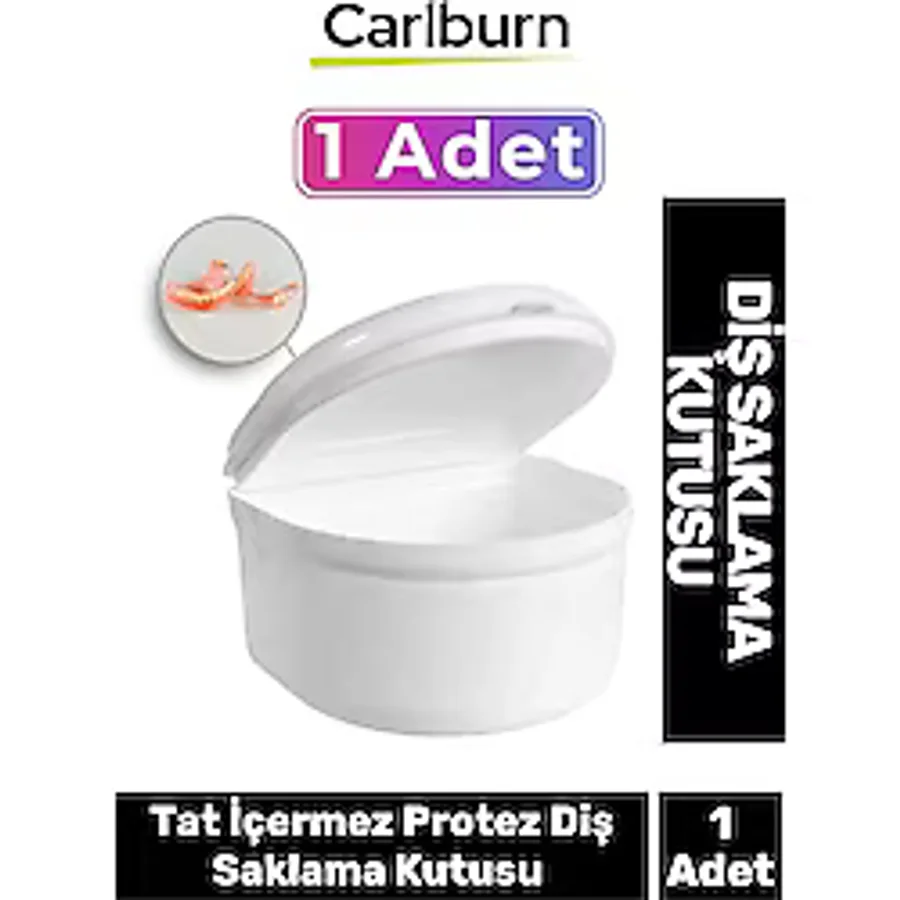 Carlburn Premium Dayanıklı Plastik Hijyenik Gece Plak Tat İçermez Protez Diş Saklama Kutusu Büyük Boy 1 Adet