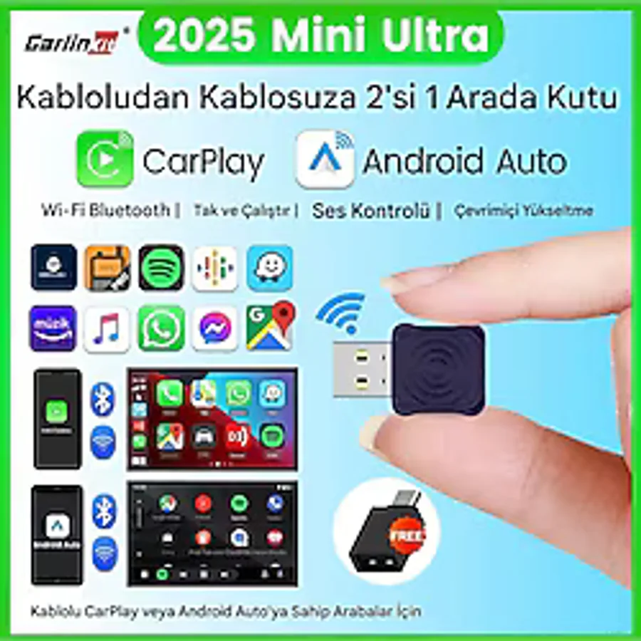 Carlinkit Mini Ultra 5.0 Kablosuz CarPlay Adaptör