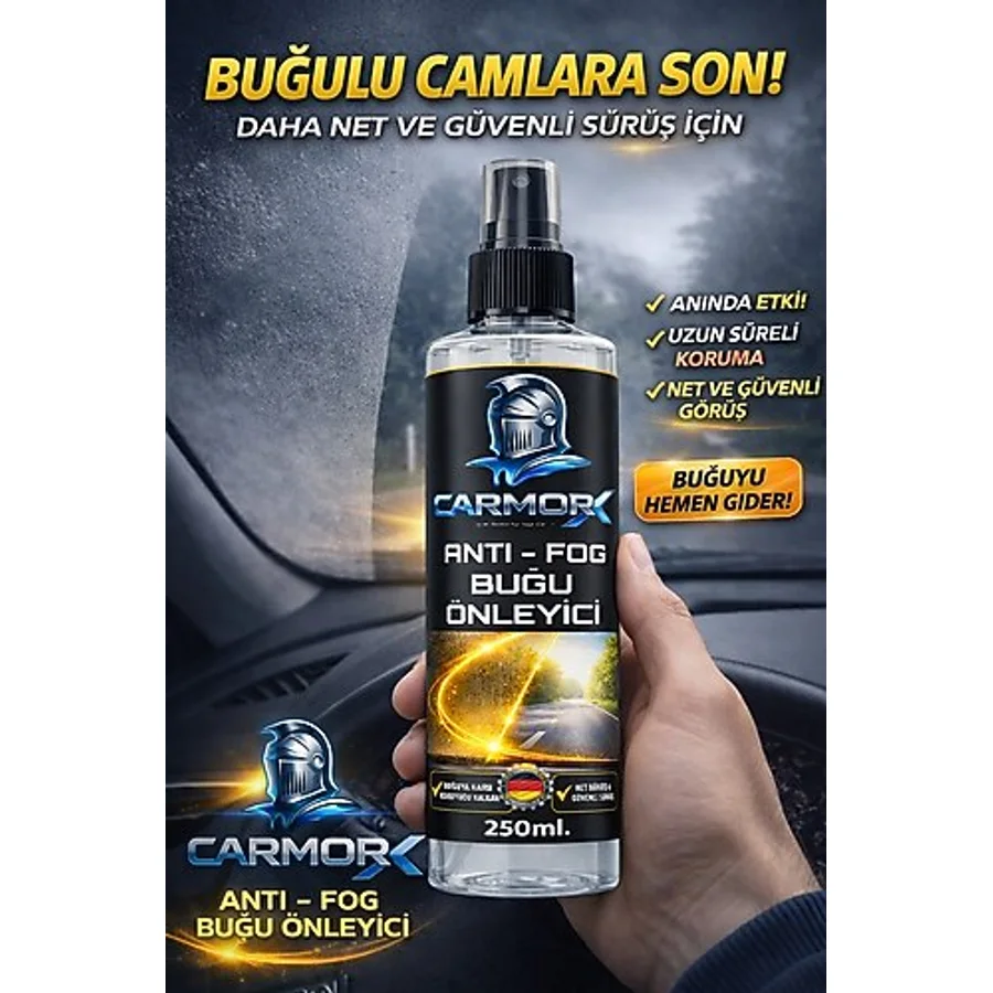 CARMORX Buğu Önleyici Sprey Cam & Ayna İçin Uzun Süre Etkili Anti-Fog