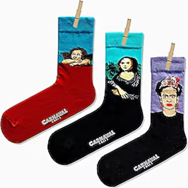 Carnaval Socks 3'lü Tablo Desenli Renkli Soket Çorap Seti