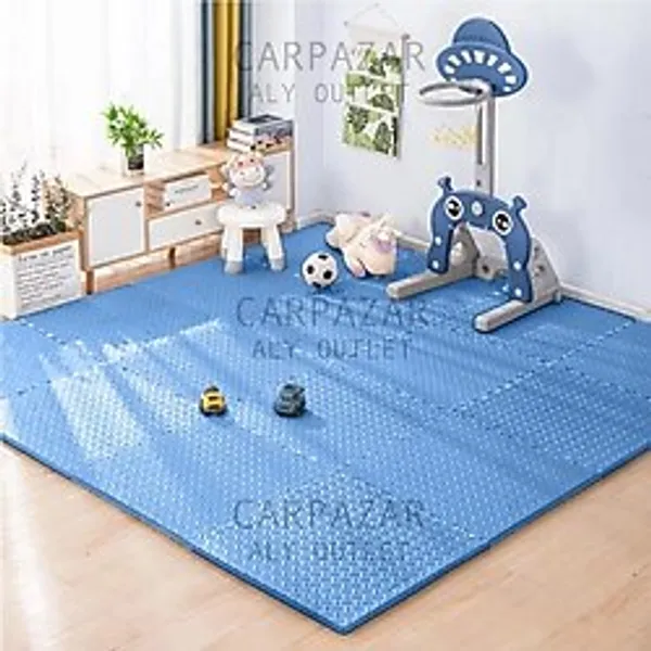 Carpazar Damla Desen Tatami Eva Spor Yoga Pilates Oyun Matı Halısı Minderi Puzzle 50X50 13MM 8 Adet 100X200 - Mavi - 50 x 50 cm