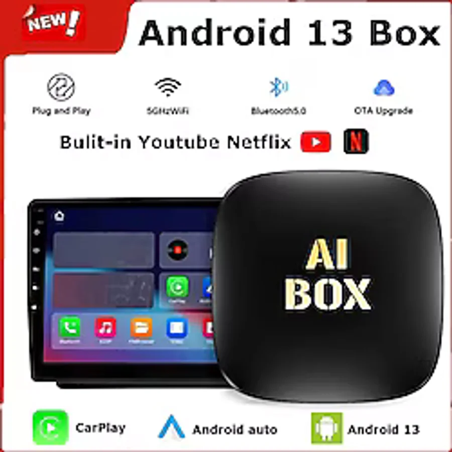 Carplay Akıllı Multimedya Kutusu Android 13 16GB Kablosuz Carplay Ai Box Youtube Netflix Google Playstore Wifi