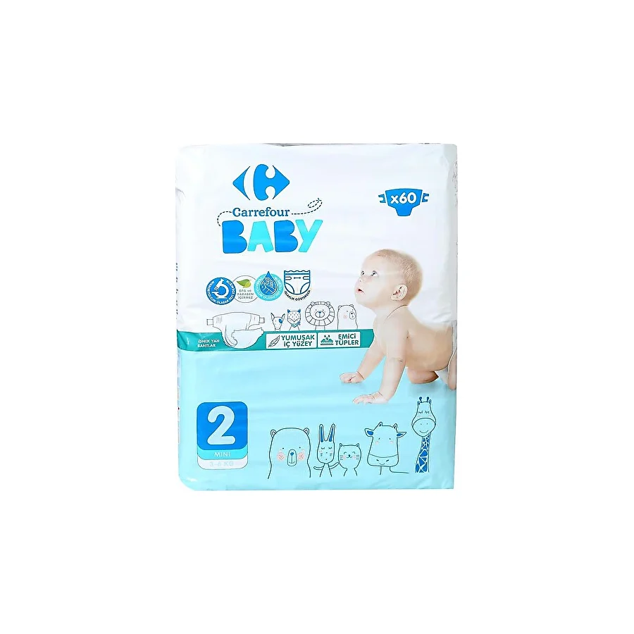 Carrefour Baby 2 Numara Mini 60'lı Bebek Bezi