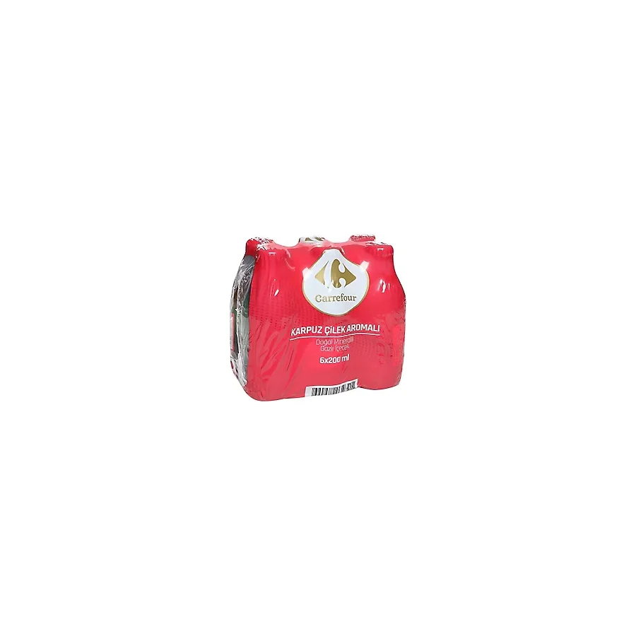Carrefour Karpuz Çilek Aromalı Doğal Mineralli Gazlı İçecek 6X200 ml