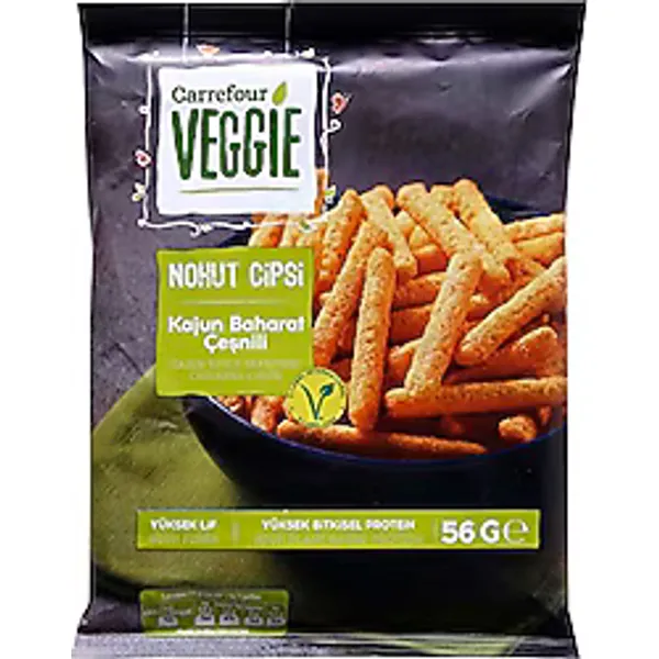 Carrefour Vegie Kajun Baharatlı Nohut Cipsi 56 gr
