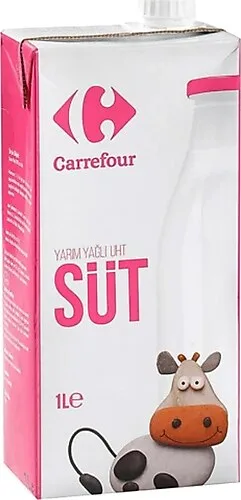 Carrefour Yarım Yağlı 1 lt Süt