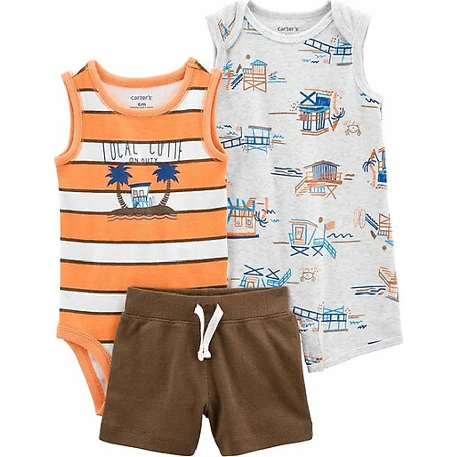Carter's Erkek Bebek Tulum Set 3'lü Paket - Çok Renkli - Yenidoğan