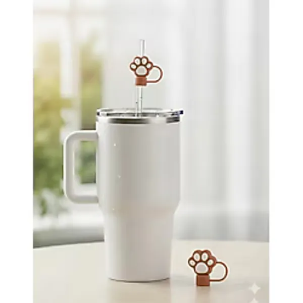 Case Collection Stnly Quencher Termos İçin Silikon Pipet Tıpası Kapağı Toz Geçirmez Kapak Şekilli Pipet Başlığı - Kahverengi