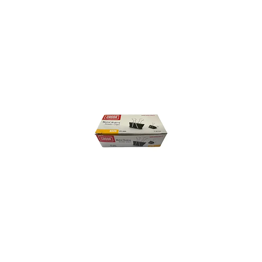Cassa 8225 25 Mm. Metal Çelik Siyah Kağıt Kıskacı Ataş Evrak Mandalı - 12 Adetlik Paket