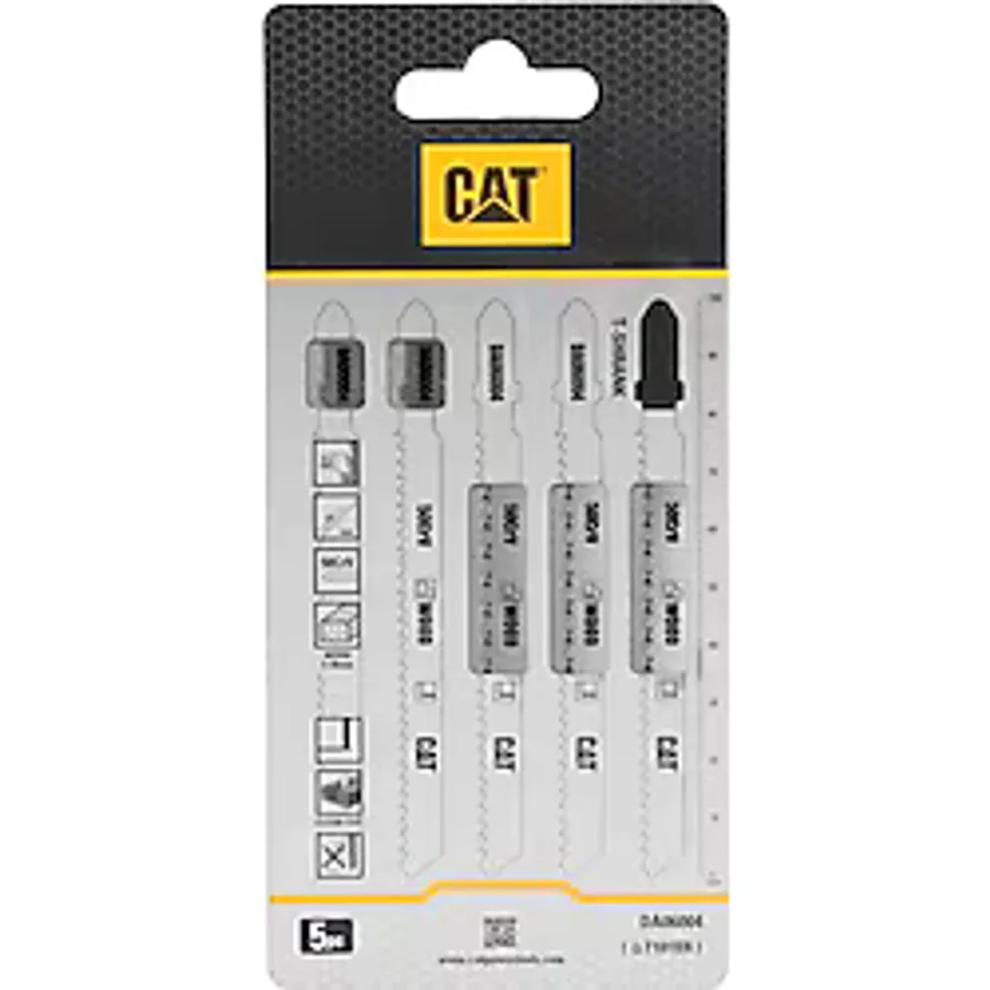 CAT DA06004 5 Parça Profesyonel Ahşap Ters Çapaksız Temiz Kesim Dekupaj Testere Bıçağı, Ucu