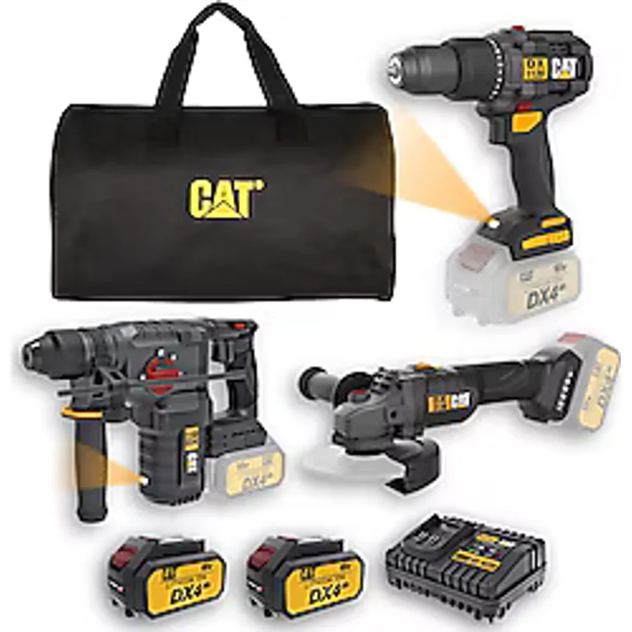 Cat DXK301.1 Çift Akülü 4 Ah DX1120B + DX2150B + DX3131B Elektrikli El Aletleri Seti