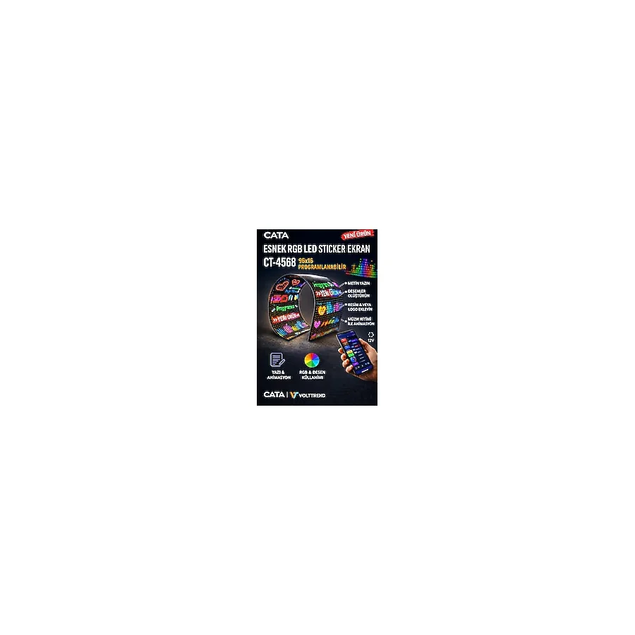 Cata Ct-4568 Esnek Rgb Led Sticker Ekran 96x16cm Programlanabilir