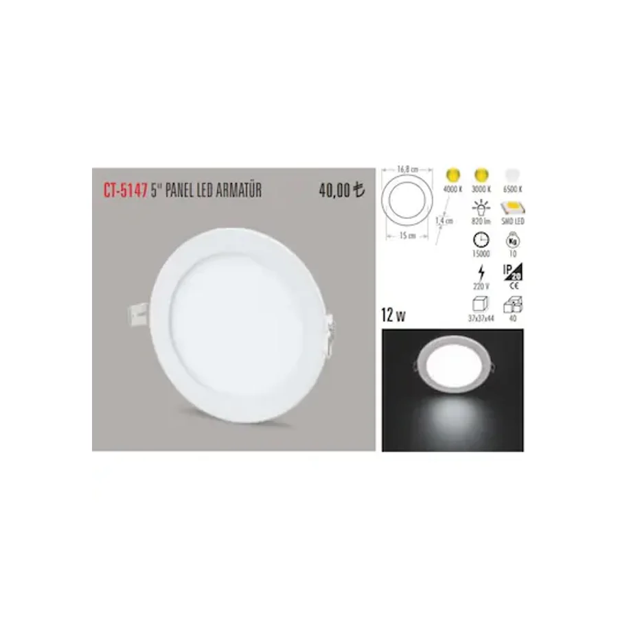 Cata CT-5147 12W Alüminyum Kasa Led Armatür