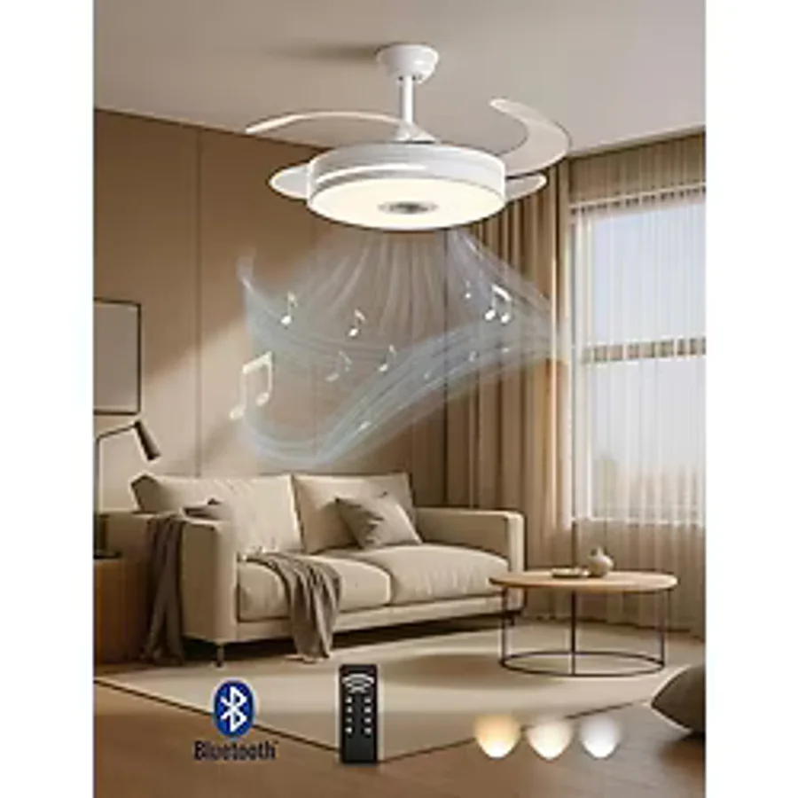Cata Mutlusan Aydınlatmalı Tavan Vantilatörü Bluetoothlu + Kumandalı - Beyaz - Sarı - Günışığı - 100 W
