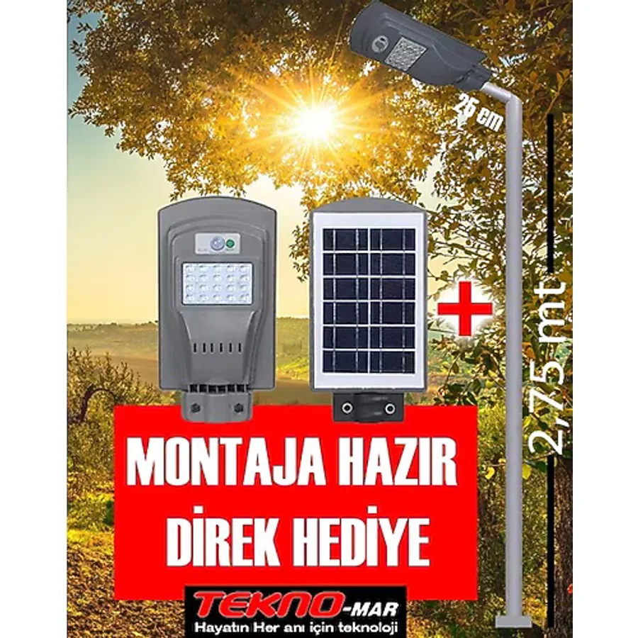 Cata Solar Bahçe Aydınlatma Lambası 60W + 3m. Lamba Direği