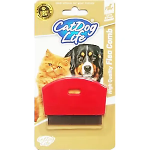 Catdoglife Orta ve Kısa Tüylü Kedi Bit Pire Dış Parazit Tarağı Fırçası - Mavi