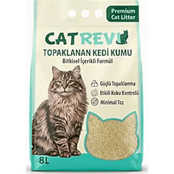 Catrevi Topaklanan Doğal Mısır Koçanı Kedi Kumu Aktif Karbonlu Koku Hapseden %99 Tozsuz Parfümsüz Bitkisel 8 Lt