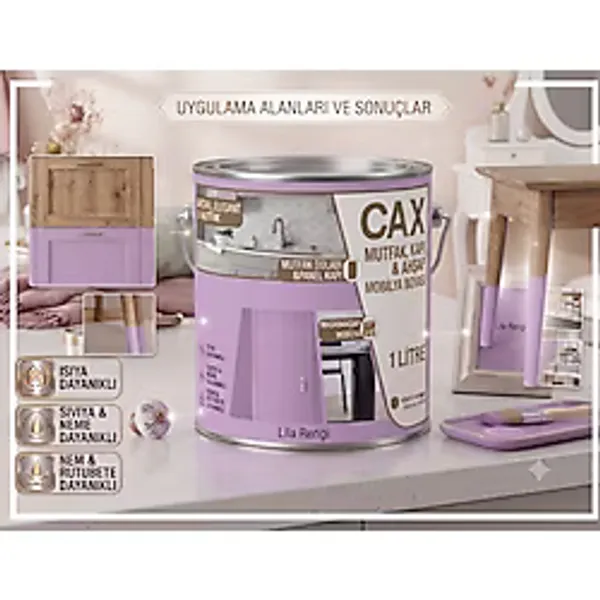 CAXCOLORS Cax 1 Litre Masa ve Sehpa Boyası - Çok Amaçlı Ahşap, Mobilya ve Sehpa Ahşap Boyası (Kendinden Vernikli) - Lila