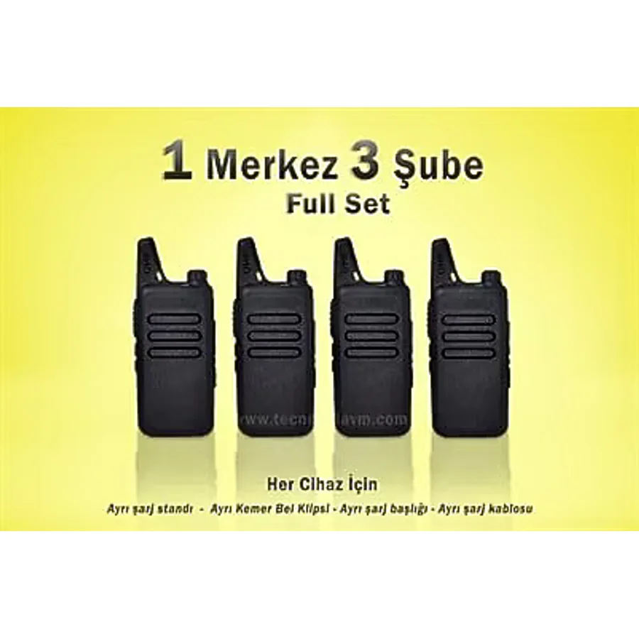 Çaycı Telsizi Seti 1 Merkez 3 Şube PMR446 El Telsizi Full Set Kafe Restoran Garson İletişim Telsizi