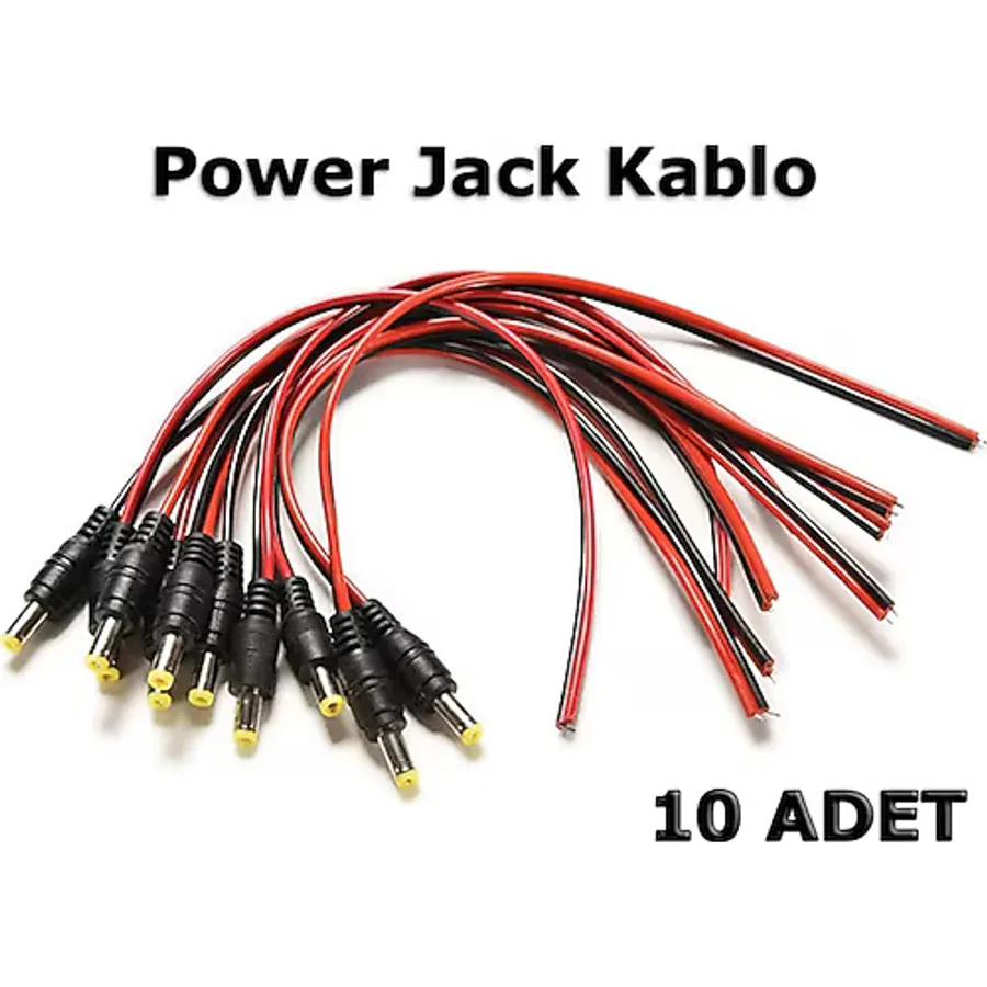CCTV Güvenlik Kamerası Power Jack jak Bakır Kablo 30cm 10 Adet