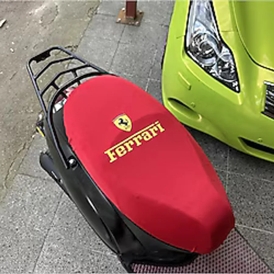 CEBECİOTO FERRARİ KIRMIZI DESENLİ PENYE MOTOSİKLET KILIFI -MOTOR UYUMLU
