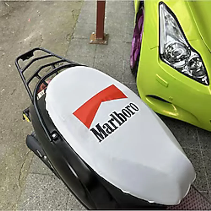 CEBECİOTO MARLBOR BEYAZ DESENLİ PENYE MOTOSİKLET KILIFI -MOTOR UYUMLU