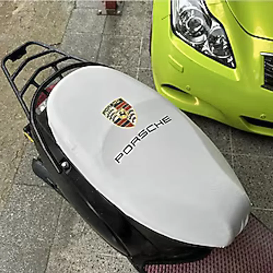 CEBECİOTO PORSHE BEYAZ DESENLİ PENYE MOTOSİKLET KILIFI -MOTOR