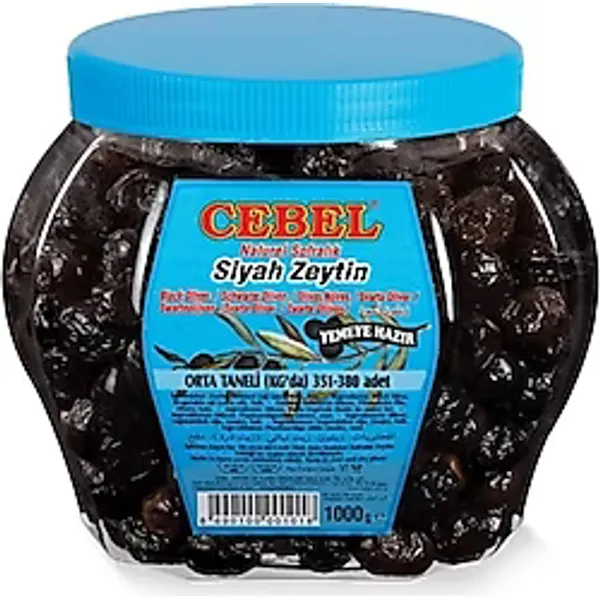 Cebel 1 kg 351-380 Orta Taneli Siyah Zeytin