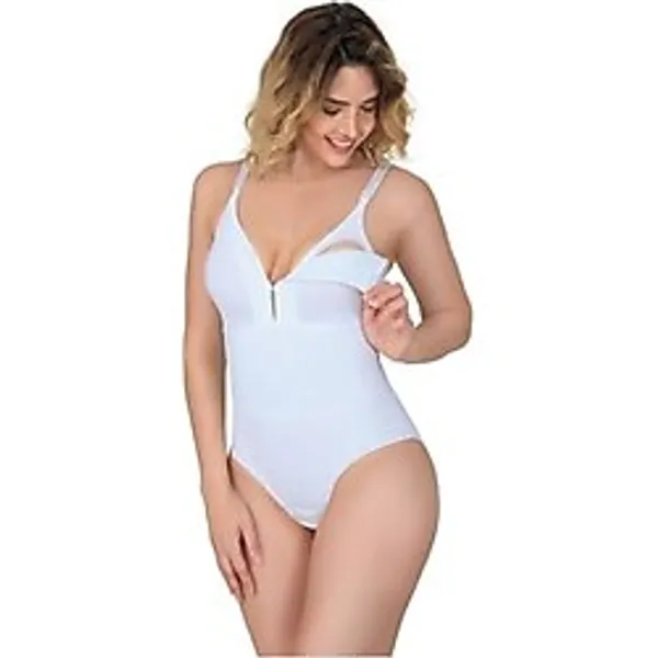 Cecimer 1 Beden Küçülten 2944 Sırt Destekli Badi Emzirme Korse Beyaz, Beyaz, 2XL
