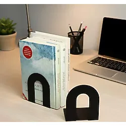 Cekar Store 2'li Metal Kitap Desteği Kitap Tutucu (Ikili) Dekoratif Aksesuar (Beyaz)