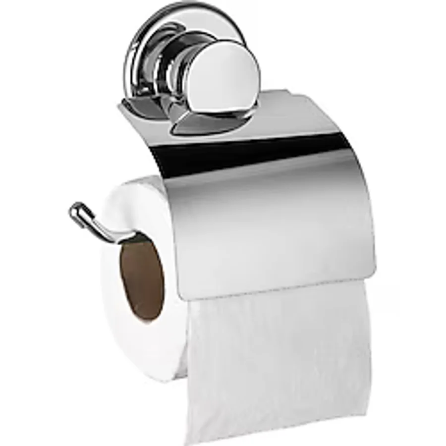 Çelik Ayna Vidasız Yapışkanlı Kapaklı Wc Kağıtlığı Metal Krom