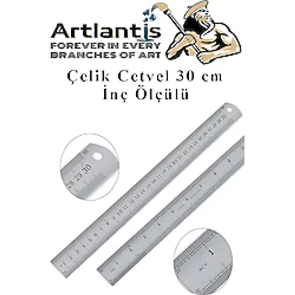 Celik Cetvel 30 Cm Inc Olculu 1 Adet Paslanmaz Celik Metal Cetvel 30 Santimetre