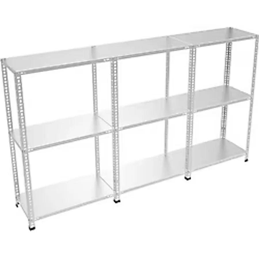 Çelik Raf Burada Çelik Raf Burada 3 Katlı 3 Lü Bitişik Çelik Galvaniz Arşiv Depo Kiler Rafı DX51 Kalite - 31x60x150