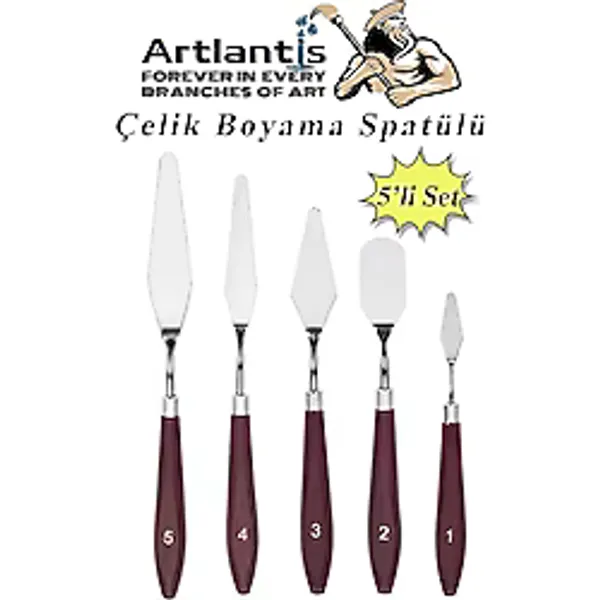 Çelik Spatül 5 Li Set Resim ve Heykel Çelik Spatula Esnek Palet Bıçağı Pasta Spatulası 1 Paket