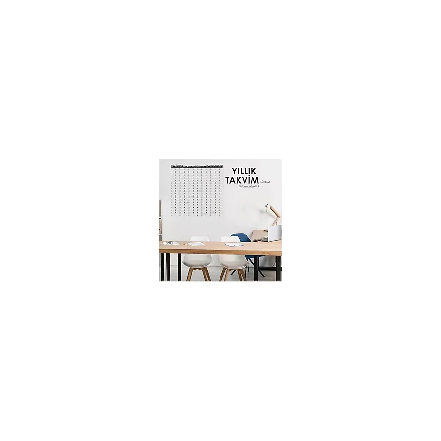 Cengo Yıllık Planlayıcı Takvim Çizelgesi 100x100cm Kağıt Tahta + Doldurulabilir Silgili Beyaz Beyaz - Siyah