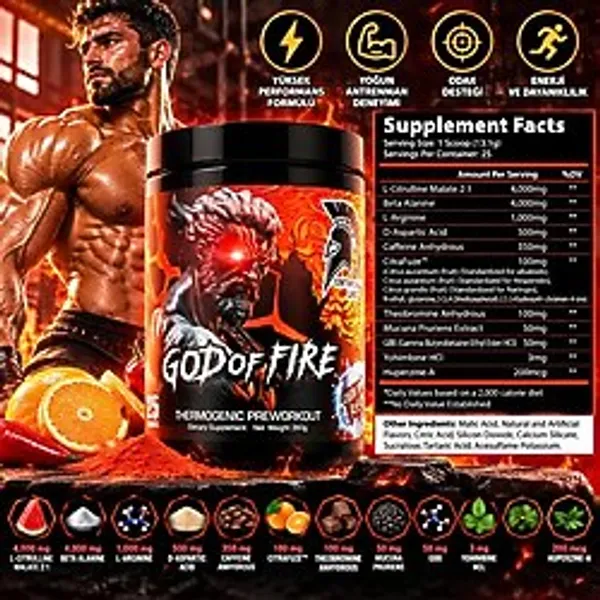Centurion Labz God Of Fire Thermo Ripped Pump Preworkout - Termojenik Preworkout - Aromasız
