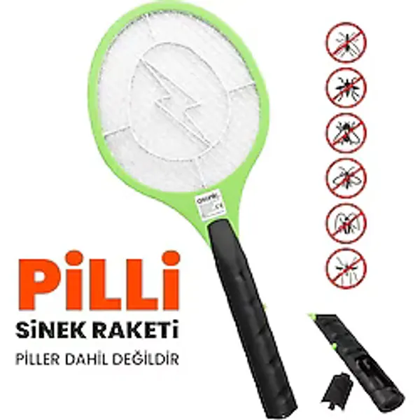 Cepahir 1 Adet Pilli Sinek Raketi, Sivrisinek Öldürücü, Elektrikli Sineklik Aleti