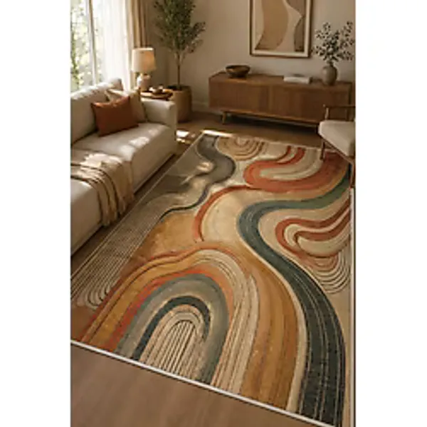 CESTA HOME Dijital Kaymaz Baskılı Yıkanabilir Desenli Salon Halısı Mutfak Halısı Yolluk