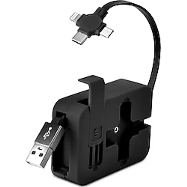 Çetiner Group Cep Tipi Telefon Tutuculu Makaralı Uzayıp Kısalabilen 3'ü 1 Arada USB Şarj Kablosu - Çok Renkli - Şarj Aletleri