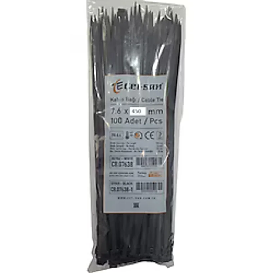 Çetsan 7,6x450 Kablo Bağı 100 Adet Siyah