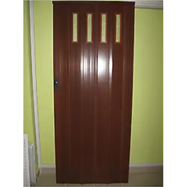 Ceviz Ahşap Desenli 1 Sıra Camlı Akordeon Kapı, 87x200cm