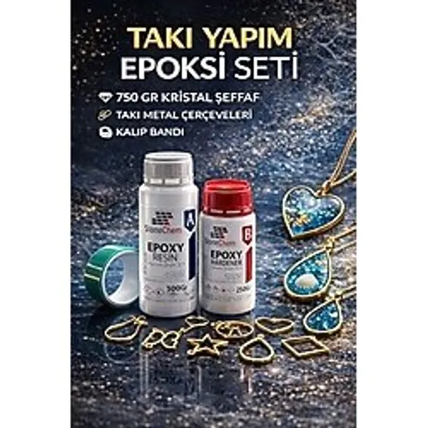 Ceylan Adam Epoksi Takı Seti 750 gr Epoksi, Bant ve 8 Adet Takı Aparatları - 10 cm - 1 Adet - Çok Renkli