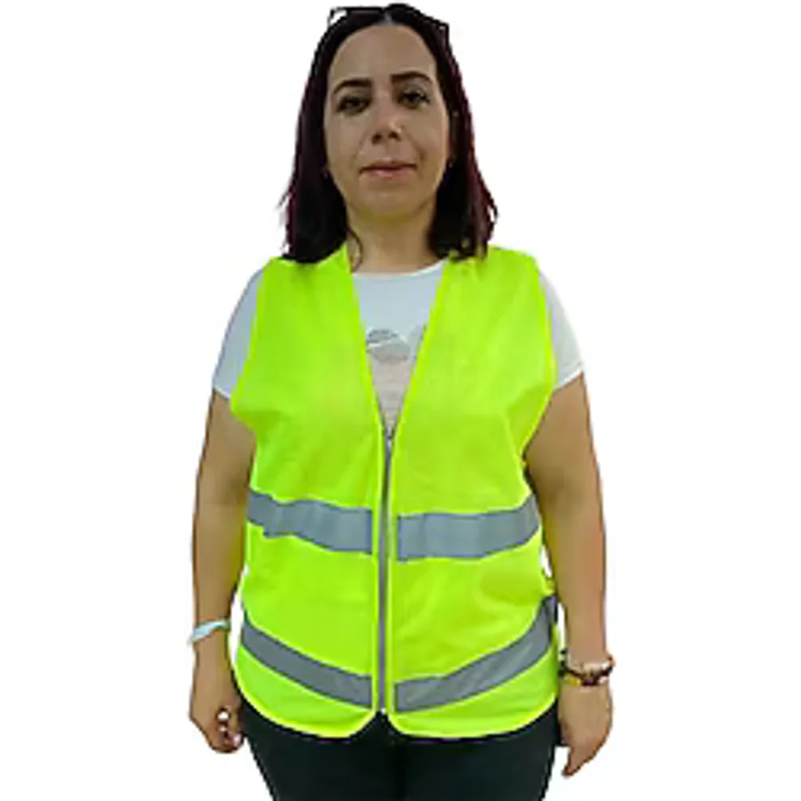 CEYLAN ADAM Fermuarlı Sarı İkaz Yeleği XL Beden 59 cm