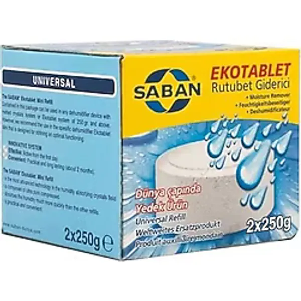 Ceylan Adam Saban Nem Alıcı 2 Adet 250 G Yedek Parça Tablet Naturel (Kokusuz) Rutubet Giderici - Çok Renkli