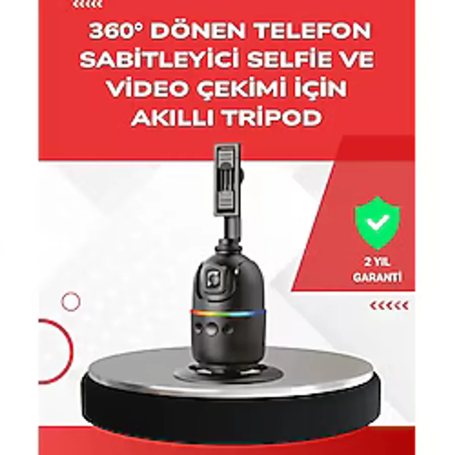 CEYLAN ADAM Yapay Zeka Destekli Yüz Takip Özellikli 360 Derece Dönen Masaüstü Telefon Sabitleyici