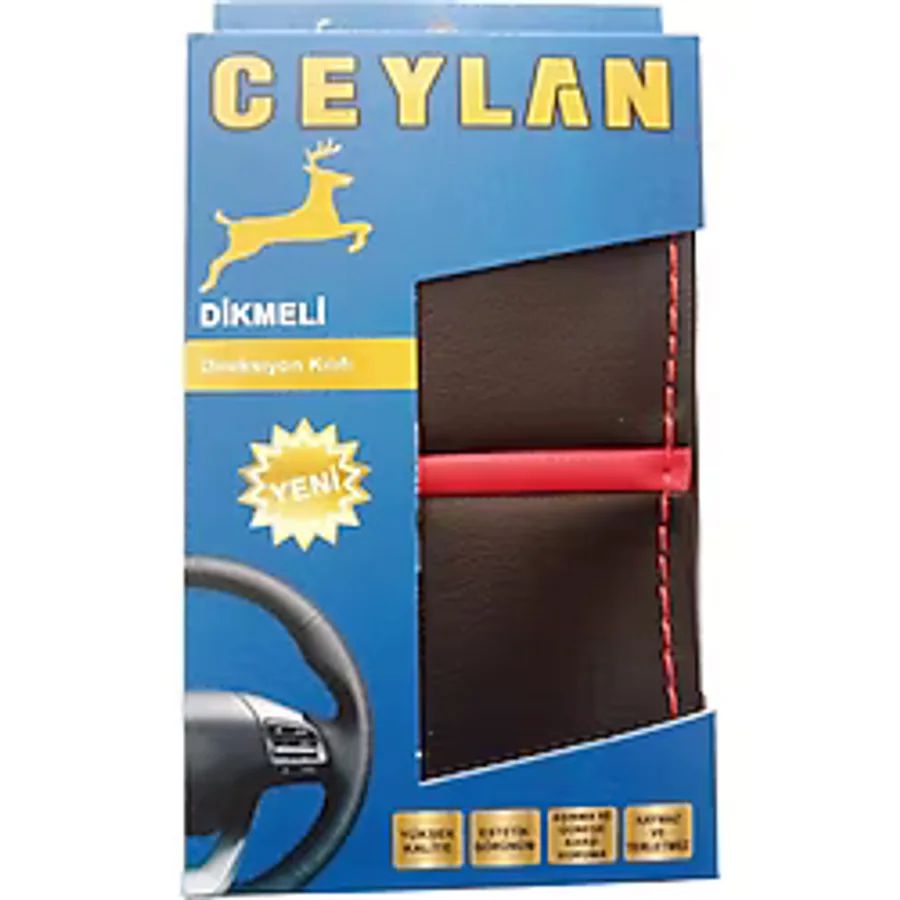 Ceylan Oto Direksiyon Kilifi Siyah-kırmızı Yüzüklü