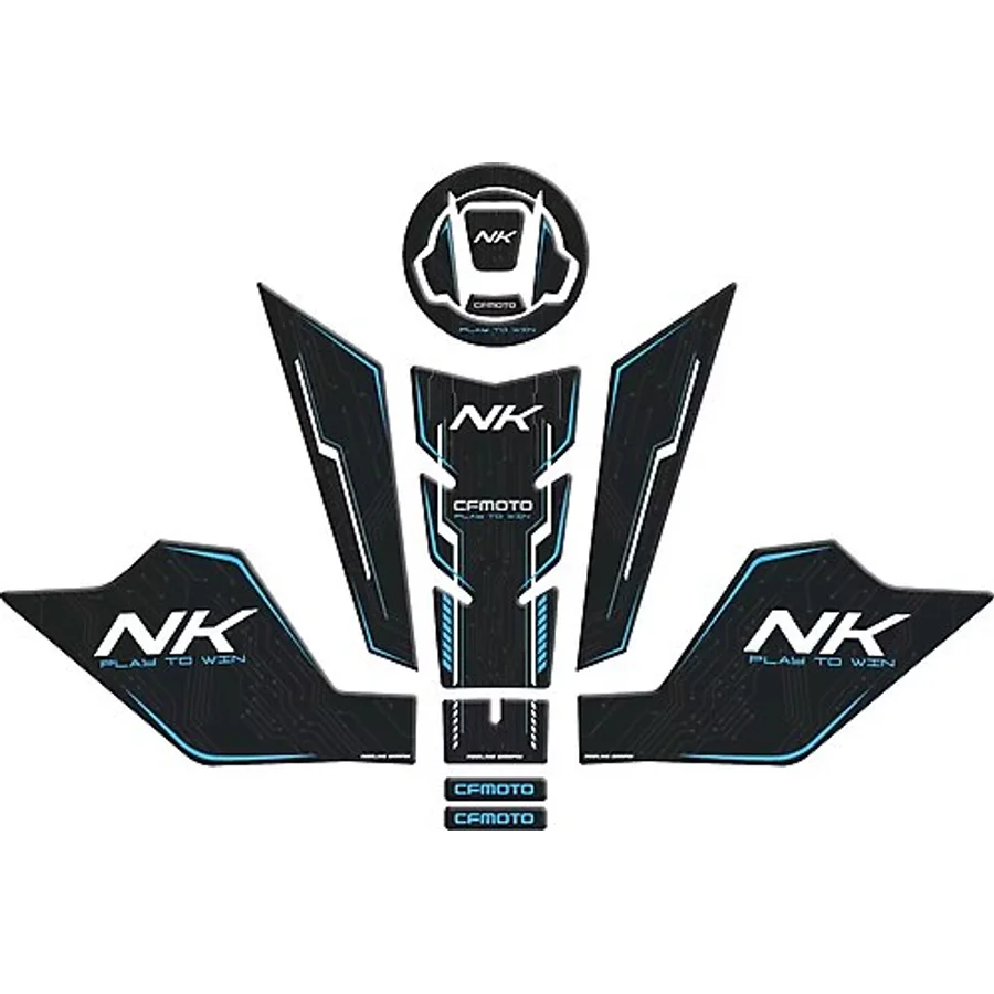 Cf Moto NK 250 2023 Uyumlu Tank Pad Seti Mavi Siyah Redlinegrafik