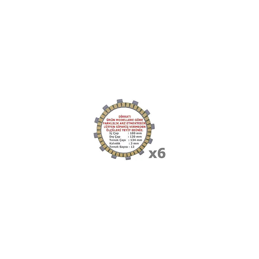 Cf Moto Sr250 Debriyaj Balatası 6 Lı Hn 12T 100-120-134 Mm