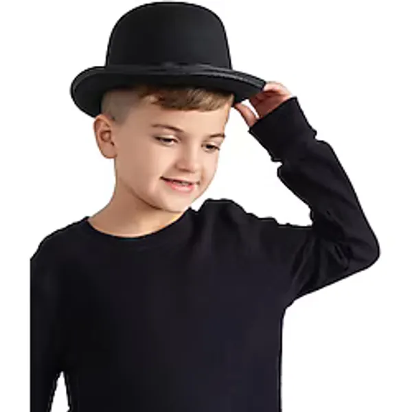 Charlie Chaplin Stil Çocuk Şapkası? Siyah Melon Parti Şapkası