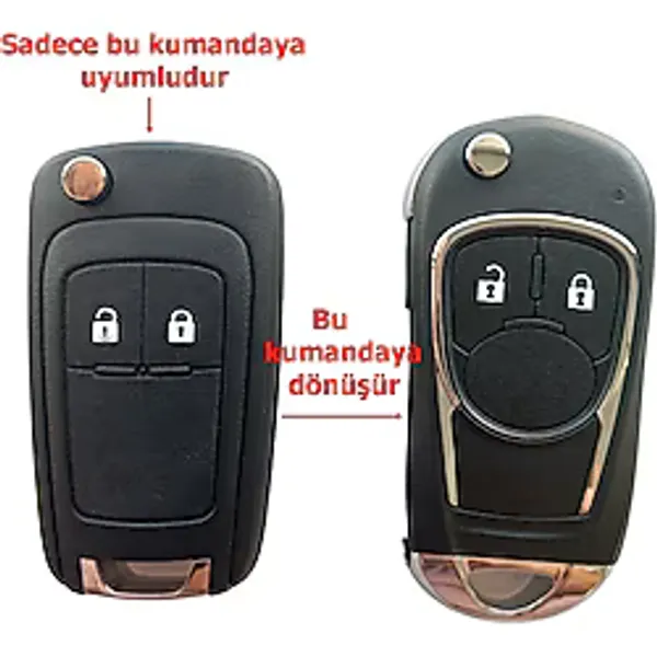 Chevrolet Cruze Uyumlu Çevirici Modifiye Dönüşüm Kumanda Anahtar Kabı Oto Anahtarlık Logolu 2 Tuş